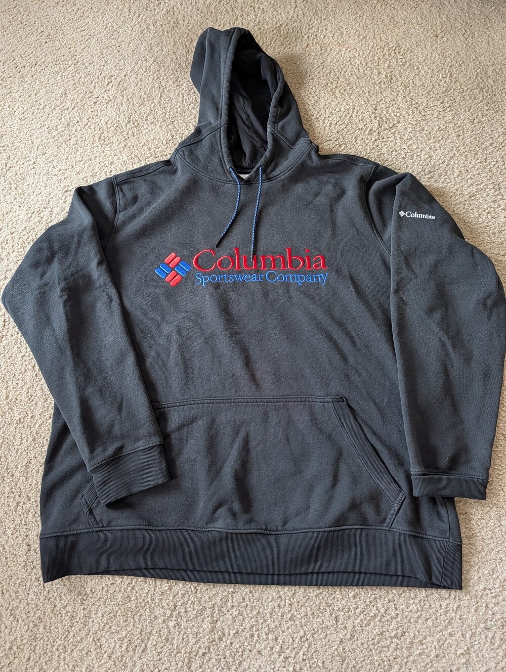 Columbia Black Hoodie with Red & Blue Logo